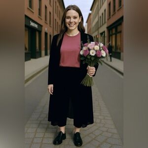 GORGEOUS Black Knit/Crochet Full Length Cardigan from Belldini Sz 1X